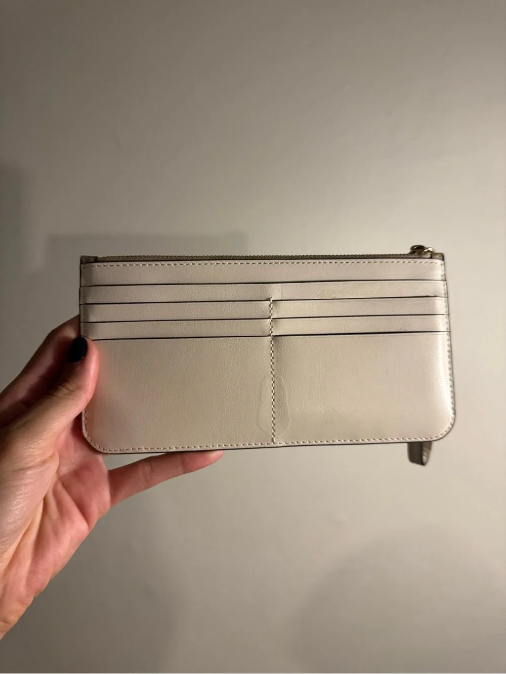 COACH Beige Signature Canvas Wristlet with White Leather Pocket